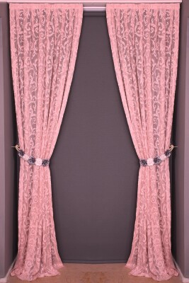SULTAN 2 PEMBE RENK TEK KANAT Hazır dikilmiş Pileli Fon Perde 75*260 cm - 7