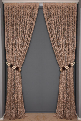 SULTAN 2 VİZON RENK TEK KANAT Hazır dikilmiş Pileli Fon Perde 75*260 cm - 1