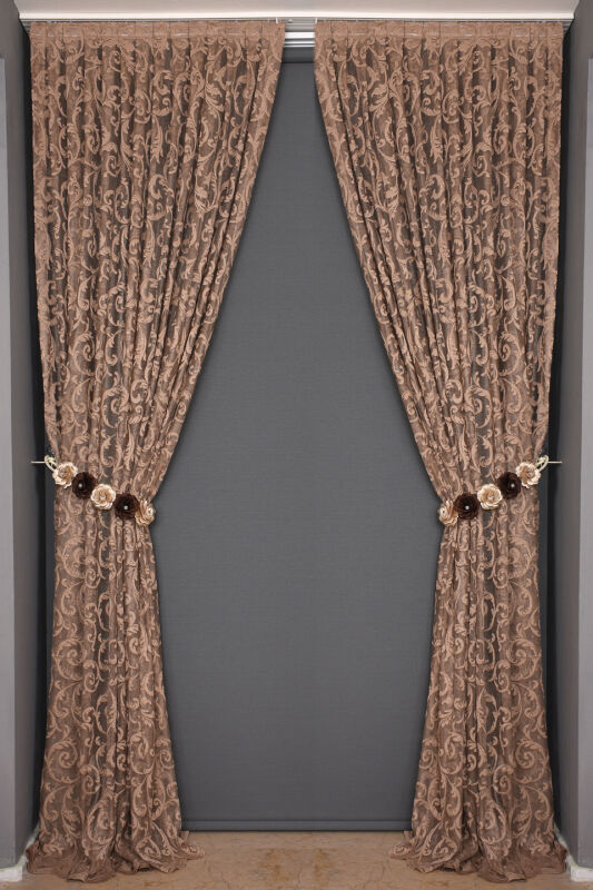 SULTAN 2 VİZON RENK TEK KANAT Hazır dikilmiş Pileli Fon Perde 75*260 cm - 1