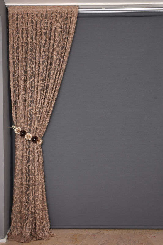 SULTAN 2 VİZON RENK TEK KANAT Hazır dikilmiş Pileli Fon Perde 75*260 cm - 3