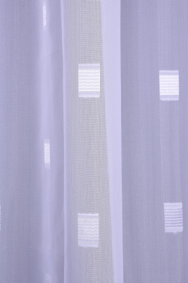 TERGAL BEYAZ KARELİ KIRIK BEYAZ RENK TEK KANAT Hazır Dikilmiş Pileli Fon Perde 300*260 Cm - 3