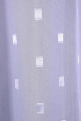 TERGAL BEYAZ KARELİ KIRIK BEYAZ RENK TEK KANAT Hazır Dikilmiş Pileli Fon Perde 300*260 Cm - 4