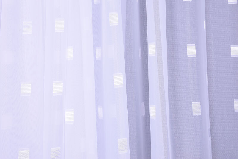 TERGAL BEYAZ KARELİ KIRIK BEYAZ RENK TEK KANAT Hazır Dikilmiş Pileli Fon Perde 300*260 Cm - 5