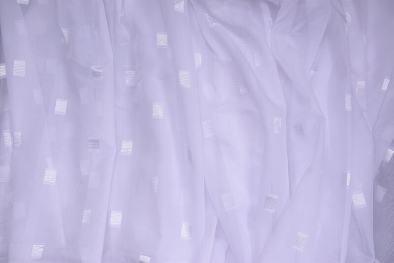 TERGAL BEYAZ KARELİ KIRIK BEYAZ RENK TEK KANAT Hazır Dikilmiş Pileli Fon Perde 300*260 Cm - 10