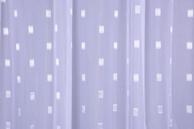 TERGAL BEYAZ KARELİ KIRIK BEYAZ RENK TEK KANAT Hazır Dikilmiş Pileli Fon Perde 300*260 Cm - 11