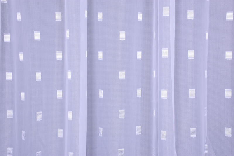 TERGAL BEYAZ KARELİ KIRIK BEYAZ RENK TEK KANAT Hazır Dikilmiş Pileli Fon Perde 300*260 Cm - 11