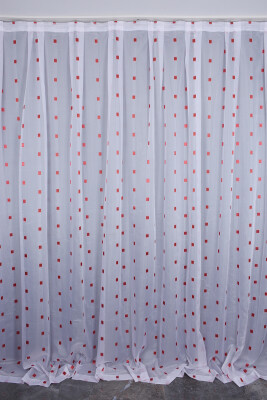 TERGAL KARELİ BORDO RENK TEK KANAT Hazır dikilmiş Pileli Fon Perde 300*260 cm - 1