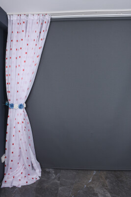 TERGAL KARELİ BORDO RENK TEK KANAT Hazır dikilmiş Pileli Fon Perde 300*260 cm - 6