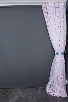 TERGAL KARELİ BORDO RENK TEK KANAT Hazır dikilmiş Pileli Fon Perde 300*260 cm - 7