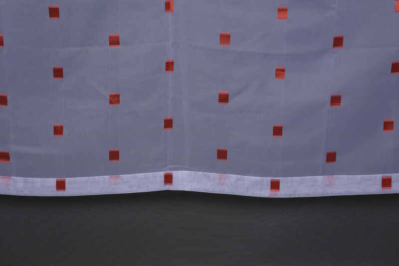 TERGAL KARELİ KIRMIZI RENK TEK KANAT Hazır Dikilmiş Pileli Fon Perde 300*260 Cm - 5