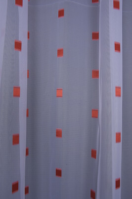 TERGAL KARELİ KIRMIZI RENK TEK KANAT Hazır Dikilmiş Pileli Fon Perde 300*260 Cm - 2