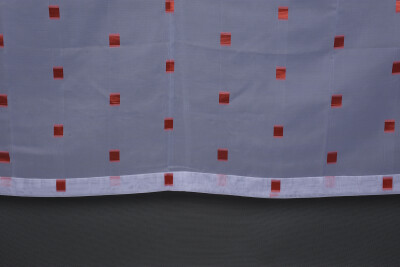 TERGAL KARELİ KIRMIZI RENK TEK KANAT Hazır Dikilmiş Pileli Fon Perde 300*260 Cm - 5