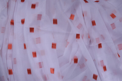 TERGAL KARELİ KIRMIZI RENK TEK KANAT Hazır Dikilmiş Pileli Fon Perde 300*260 Cm - 9