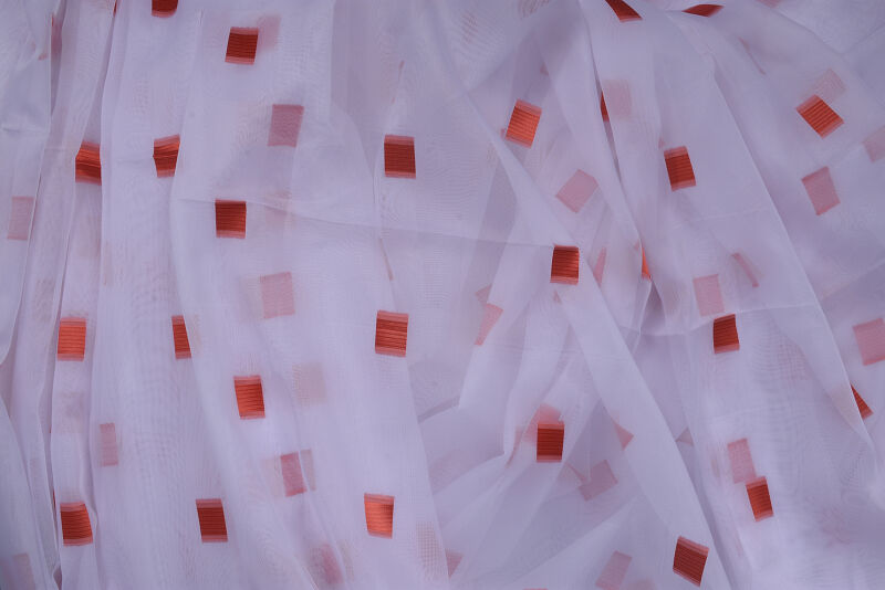 TERGAL KARELİ KIRMIZI RENK TEK KANAT Hazır Dikilmiş Pileli Fon Perde 300*260 Cm - 9