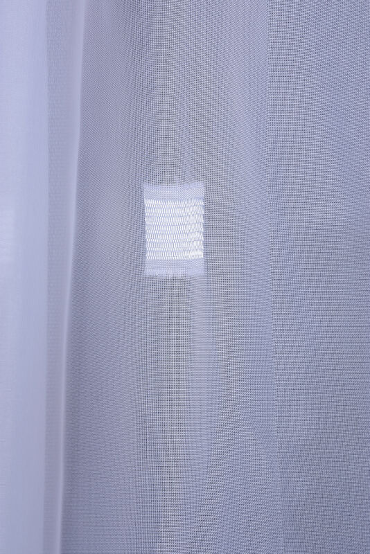 TERGAL KIRMIZI-BEYAZ KARELİ BEYAZ RENK TEK KANAT Hazır Dikilmiş Pileli Fon Perde 300*260 Cm - 5