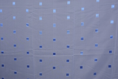 TERGAL MAVİ KARELİ BEYAZ RENK TEK KANAT Hazır Dikilmiş Pileli Fon Perde 300*260 Cm - 4