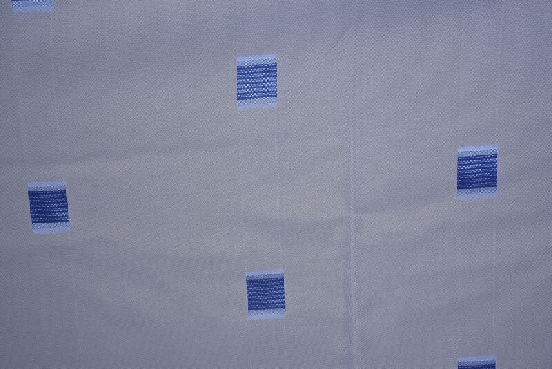 TERGAL MAVİ KARELİ BEYAZ RENK TEK KANAT Hazır Dikilmiş Pileli Fon Perde 300*260 Cm - 6