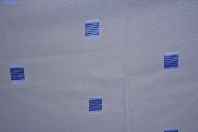 TERGAL MAVİ KARELİ BEYAZ RENK TEK KANAT Hazır Dikilmiş Pileli Fon Perde 300*260 Cm - 6