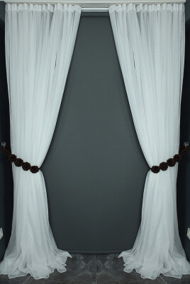 TTM DESEN KIRIK BEYAZ RENK TEK KANAT Hazır dikilmiş Pileli Fon Perde 300*260 cm - 7