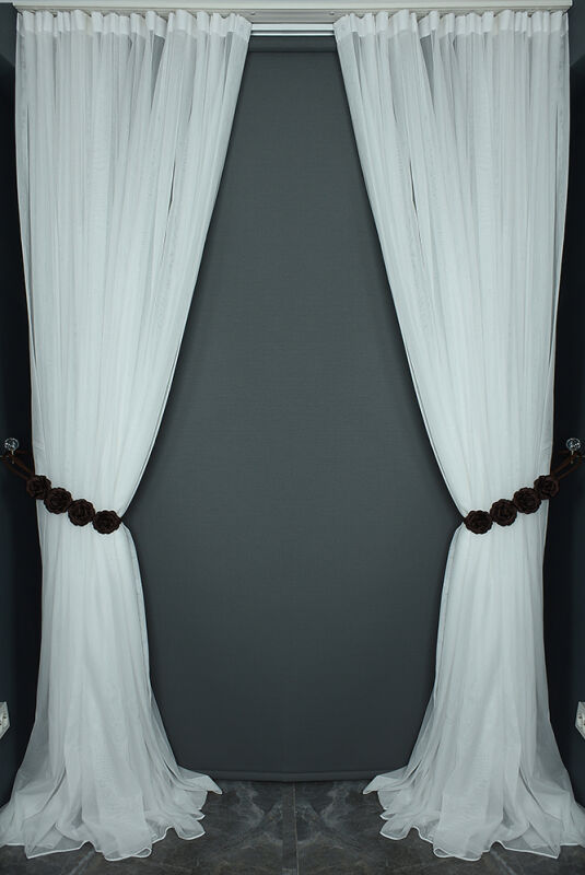 TTM DESEN KIRIK BEYAZ RENK TEK KANAT Hazır dikilmiş Pileli Fon Perde 300*260 cm - 7