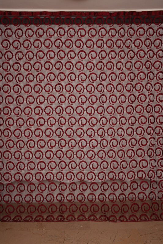 VAKKO ÇİFT RENK BORDO İP PERDE HAZIR DÜĞMELERİ DİKİLMİŞ İP PERDE 300*250 cm - 1