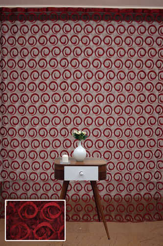 VAKKO ÇİFT RENK KIRMIZI İP PERDE HAZIR DÜĞMELERİ DİKİLMİŞ İP PERDE 300*250 cm - 2