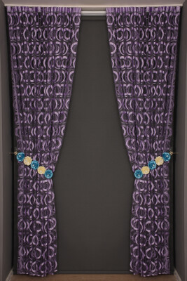 VAKKO ÇİFT RENK LİLA İP PERDE HAZIR DÜĞMELERİ DİKİLMİŞ İP PERDE 300*240 cm - 2