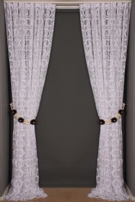 VAKKO MODEL BEYAZ RENK İP PERDE HAZIR DÜĞMELERİ DİKİLMİŞ İP PERDE 300*270 cm - 8