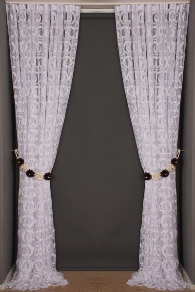 VAKKO MODEL BEYAZ RENK İP PERDE HAZIR DÜĞMELERİ DİKİLMİŞ İP PERDE 300*270 cm - 8