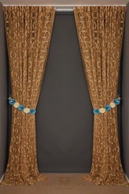 VAKKO MODEL GOLD RENK İP PERDE HAZIR DÜĞMELERİ DİKİLMİŞ İP PERDE 300*270 cm - 8