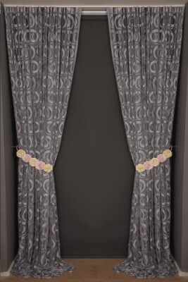 VAKKO MODEL GRİ RENK İP PERDE HAZIR DÜĞMELERİ DİKİLMİŞ İP PERDE 300*270 cm - 8