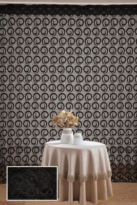 VAKKO MODEL SİYAH RENK İP PERDE HAZIR DÜĞMELERİ DİKİLMİŞ İP PERDE 300*270 cm - 1