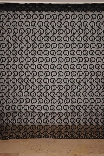 VAKKO MODEL SİYAH RENK İP PERDE HAZIR DÜĞMELERİ DİKİLMİŞ İP PERDE 300*270 cm - 2