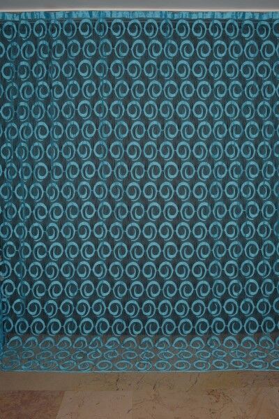 VAKKO MODEL TURKUAZ RENK İP PERDE HAZIR DÜĞMELERİ DİKİLMİŞ İP PERDE 300*270 cm - 2