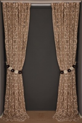 VAKKO MODEL VİZON RENK İP PERDE HAZIR DÜĞMELERİ DİKİLMİŞ İP PERDE 300*270 cm - 8