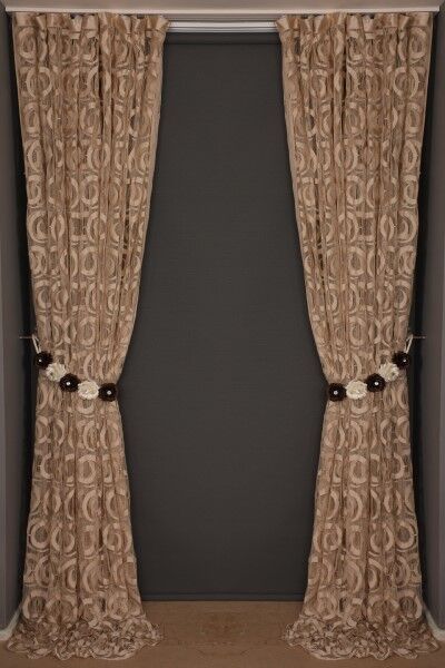 VAKKO MODEL VİZON RENK İP PERDE HAZIR DÜĞMELERİ DİKİLMİŞ İP PERDE 300*270 cm - 8