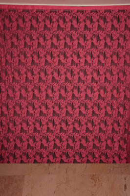 YAPRAK MODEL FUŞYA RENK İP PERDE HAZIR DÜĞMELERİ DİKİLMİŞ İP PERDE 300*280 cm - 1