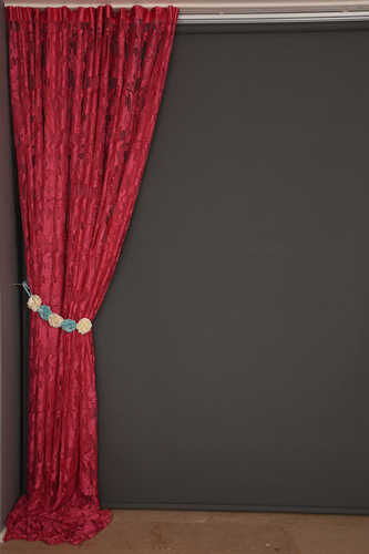 YAPRAK MODEL FUŞYA RENK İP PERDE HAZIR DÜĞMELERİ DİKİLMİŞ İP PERDE 300*280 cm - 5