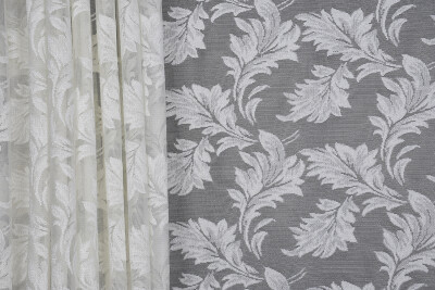 YAPRAK MODEL KREM RENK PİLESİZ TEK KANAT Fon Perde 300*260 cm - 6