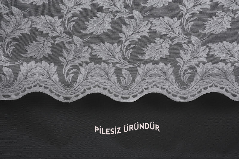 YAPRAK MODEL KREM RENK PİLESİZ TEK KANAT Fon Perde 300*260 cm - 7