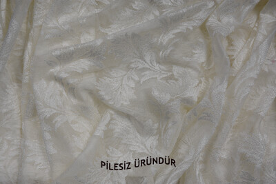 YAPRAK MODEL KREM RENK PİLESİZ TEK KANAT Fon Perde 300*260 cm - 8