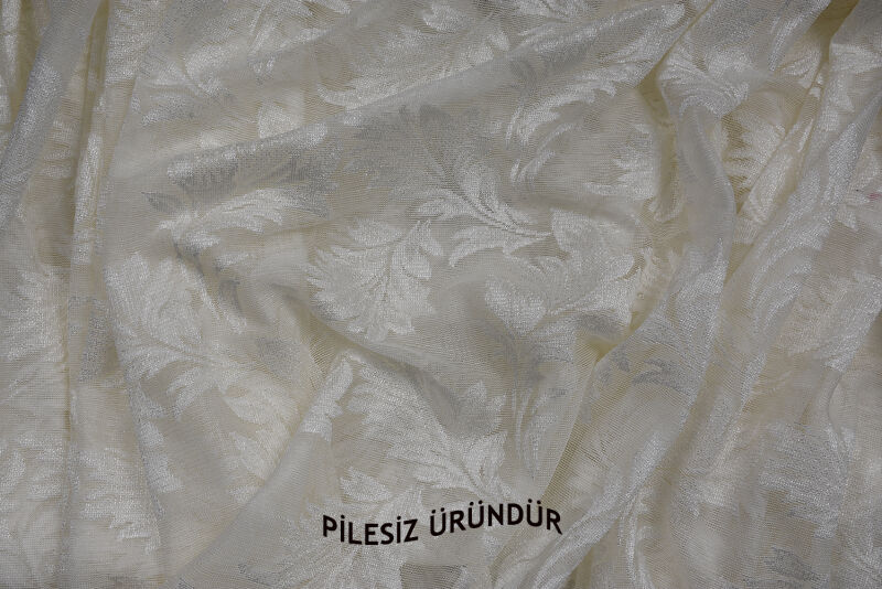 YAPRAK MODEL KREM RENK PİLESİZ TEK KANAT Fon Perde 300*260 cm - 8