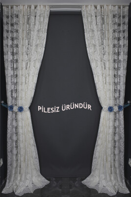 YAPRAK MODEL KREM RENK PİLESİZ TEK KANAT Fon Perde 300*260 cm - 10