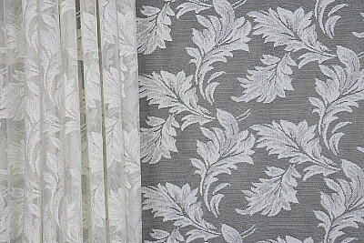 YAPRAK MODEL KREM RENK PİLESİZ TEK KANAT Fon Perde 300*260 cm - 6