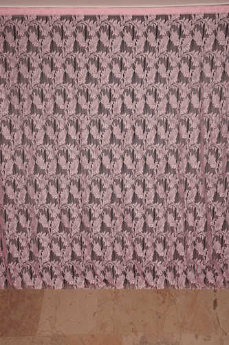 YAPRAK MODEL PEMBE RENK İP PERDE HAZIR DÜĞMELERİ DİKİLMİŞ İP PERDE 300*270 cm - 1