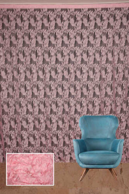 YAPRAK MODEL PEMBE RENK İP PERDE HAZIR DÜĞMELERİ DİKİLMİŞ İP PERDE 300*270 cm - 2