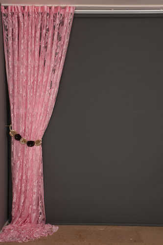 YAPRAK MODEL PEMBE RENK İP PERDE HAZIR DÜĞMELERİ DİKİLMİŞ İP PERDE 300*270 cm - 6