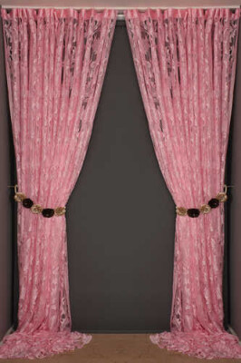 YAPRAK MODEL PEMBE RENK İP PERDE HAZIR DÜĞMELERİ DİKİLMİŞ İP PERDE 300*270 cm - 8