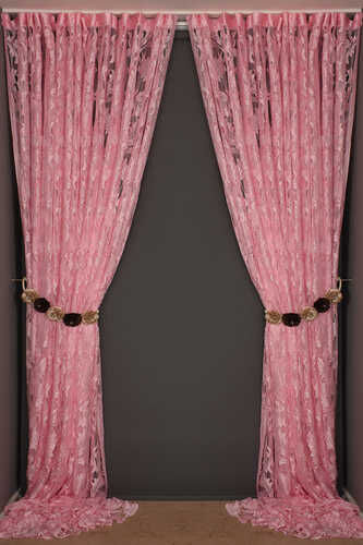 YAPRAK MODEL PEMBE RENK İP PERDE HAZIR DÜĞMELERİ DİKİLMİŞ İP PERDE 300*270 cm - 8