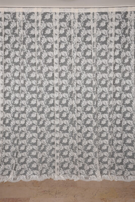 YAPRAK MODEL TÜL KREM RENK TEK KANAT Hazır Pileli Fon Perde 300*260 - 1